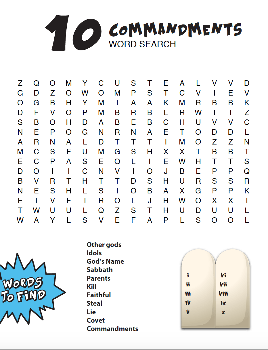Free Printable 10 Commandments Puzzle Free Printable 10 Commandments Puzzle