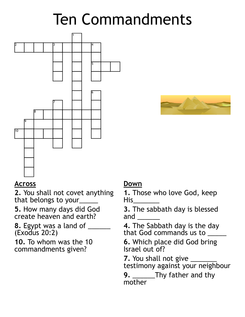 Printable 10 Commandments Quiz
