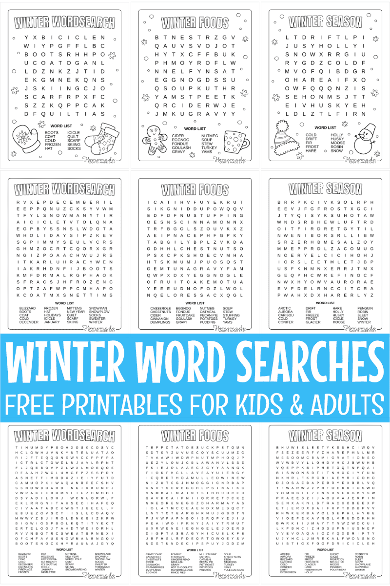 Winter Crossword Puzzles Printable Free Kids