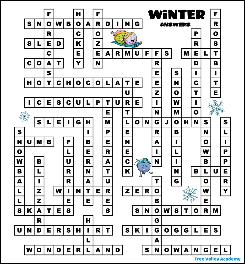 Winter Crossword Free Printable
