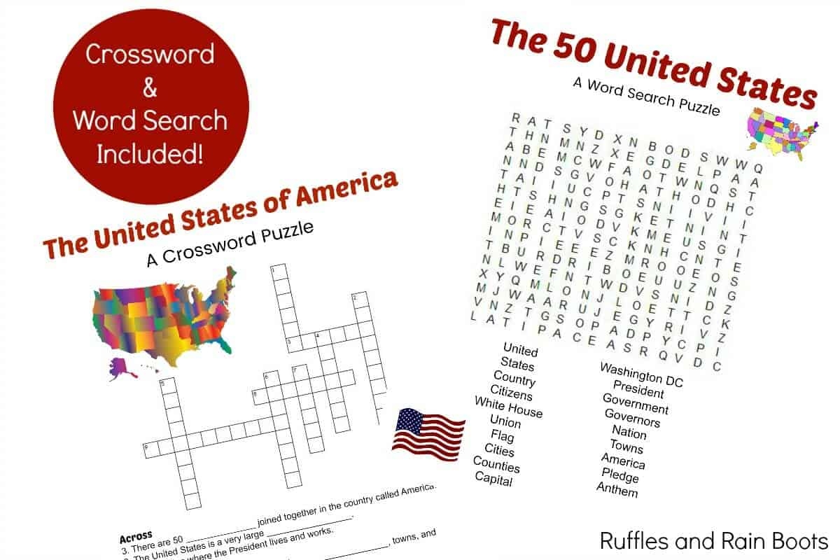 50 States Crossword Puzzle