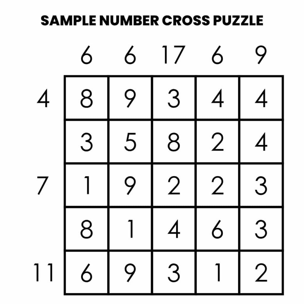 Free Printable Cross Number Puzzles