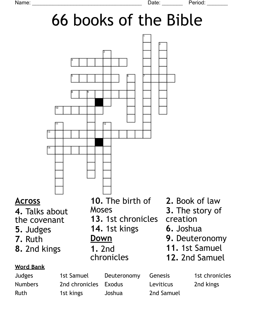 66 Books Of The Bible Crossword WordMint 66 Books Of The Bible Crossword WordMint