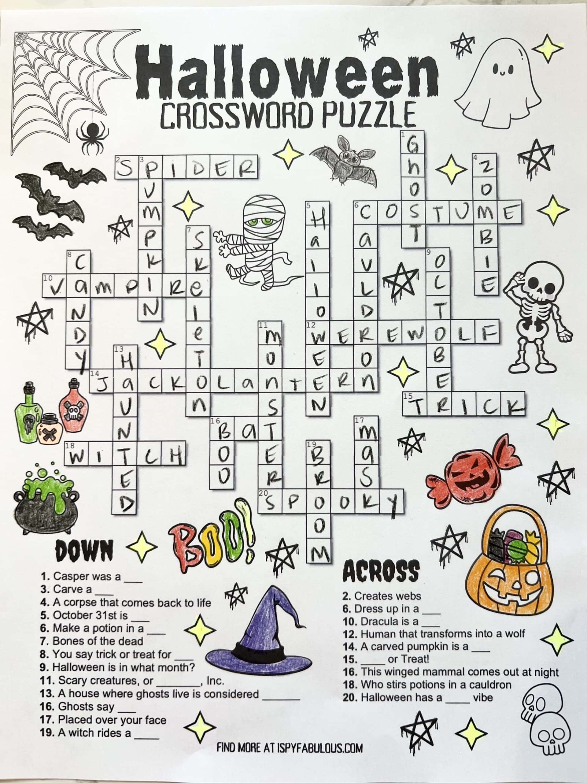 Halloween Printable Crossword Puzzles