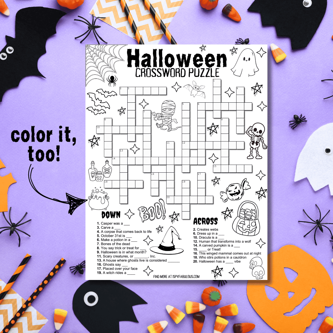Halloween Crossword Puzzle Printable Pdf