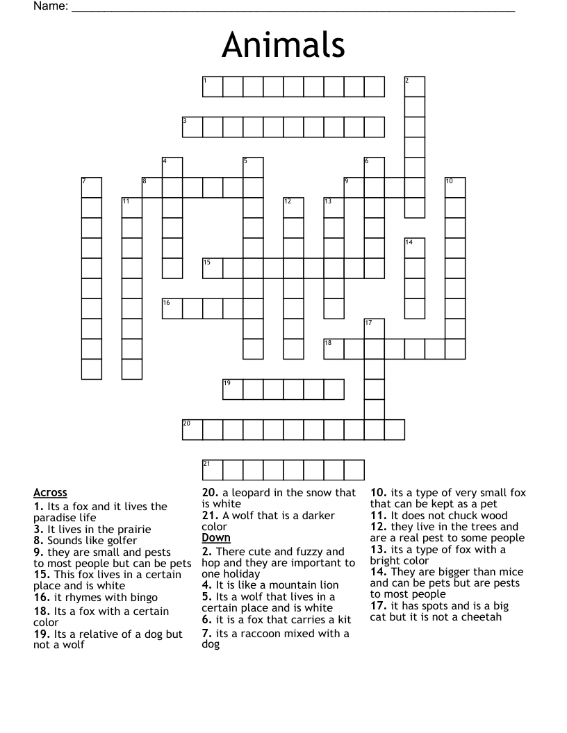 Fox Crossword Puzzle Today Printable Free
