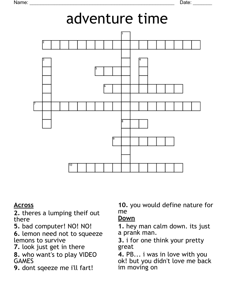 Adventure Time Crossword WordMint