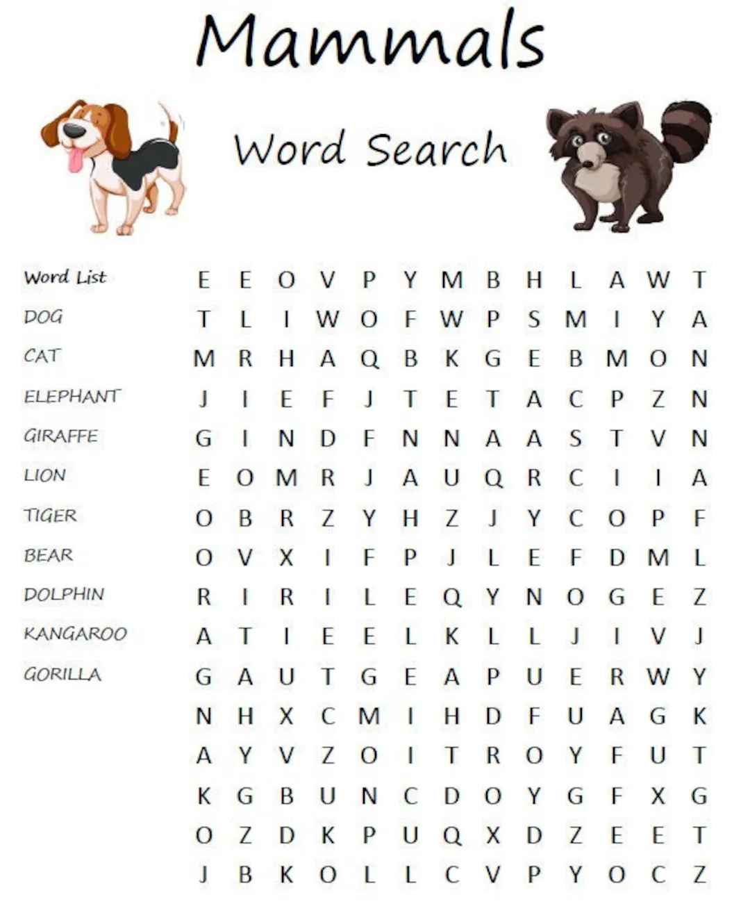 Animal Word Search Pack For Kids PDF Digital Download Wordsearch Printable Activities For Kids Includes 8 Word Search Puzzles Etsy