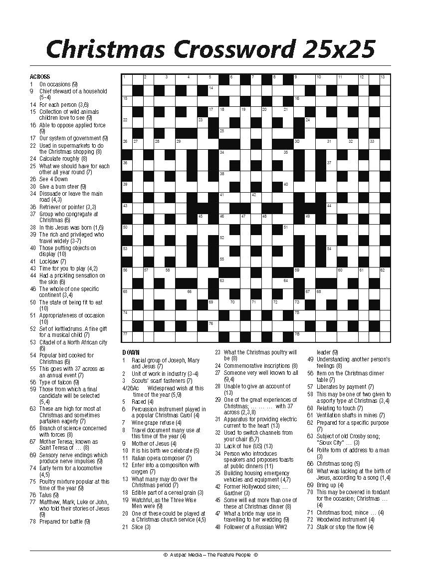 Printable Christmas Crosswords For Adults Printable Christmas Crosswords For Adults