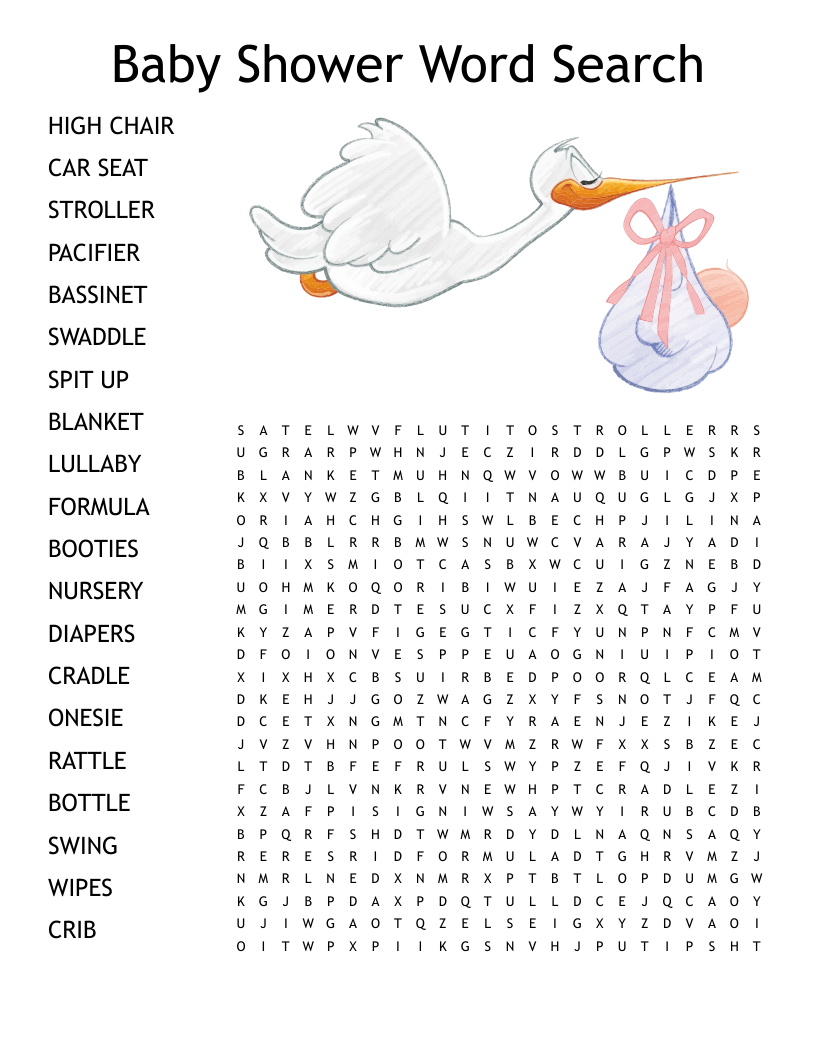 Baby Shower Crossword WordMint Baby Shower Crossword WordMint