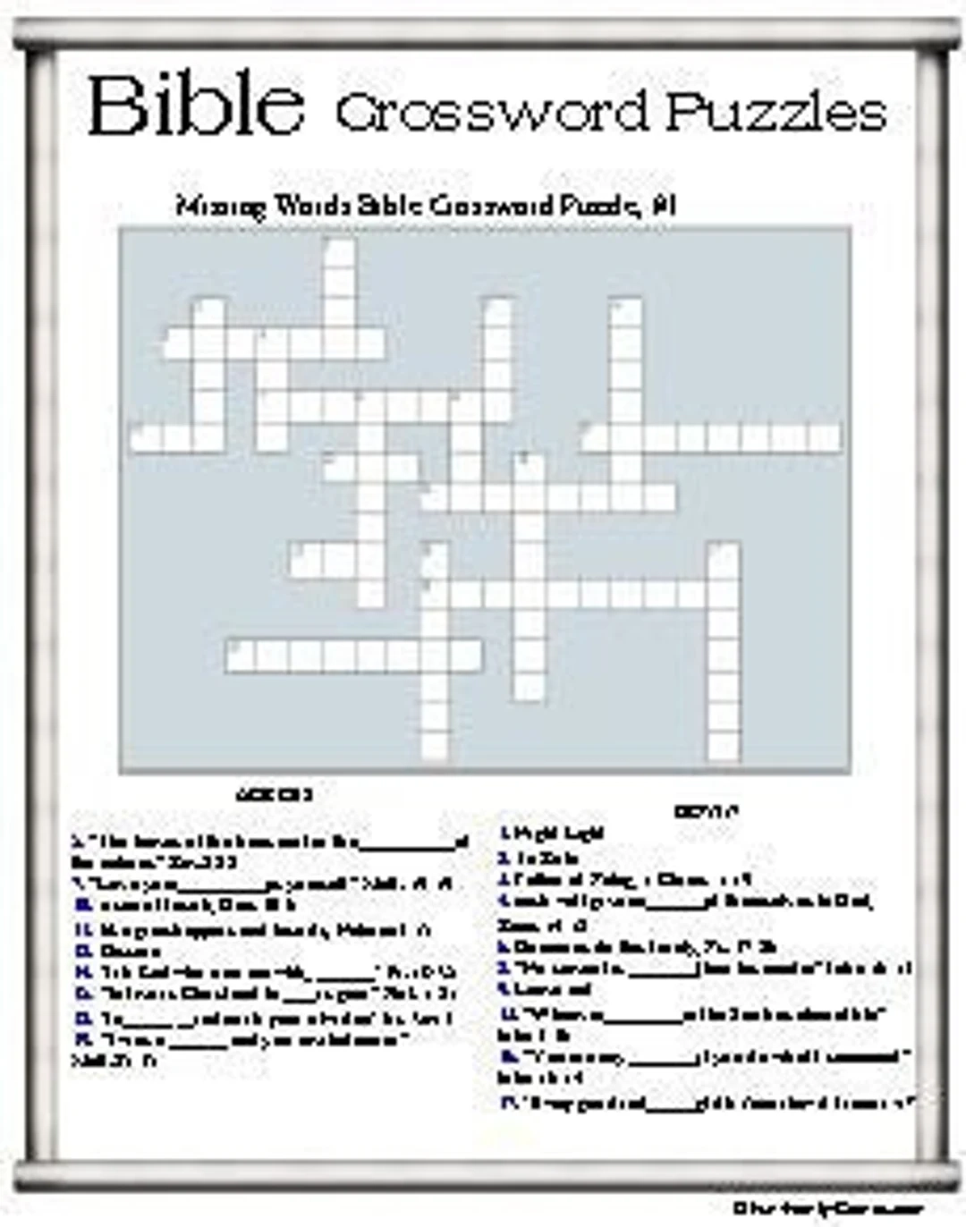 Free Printable Bible Crossword Puzzles Free Printable Bible Crossword Puzzles