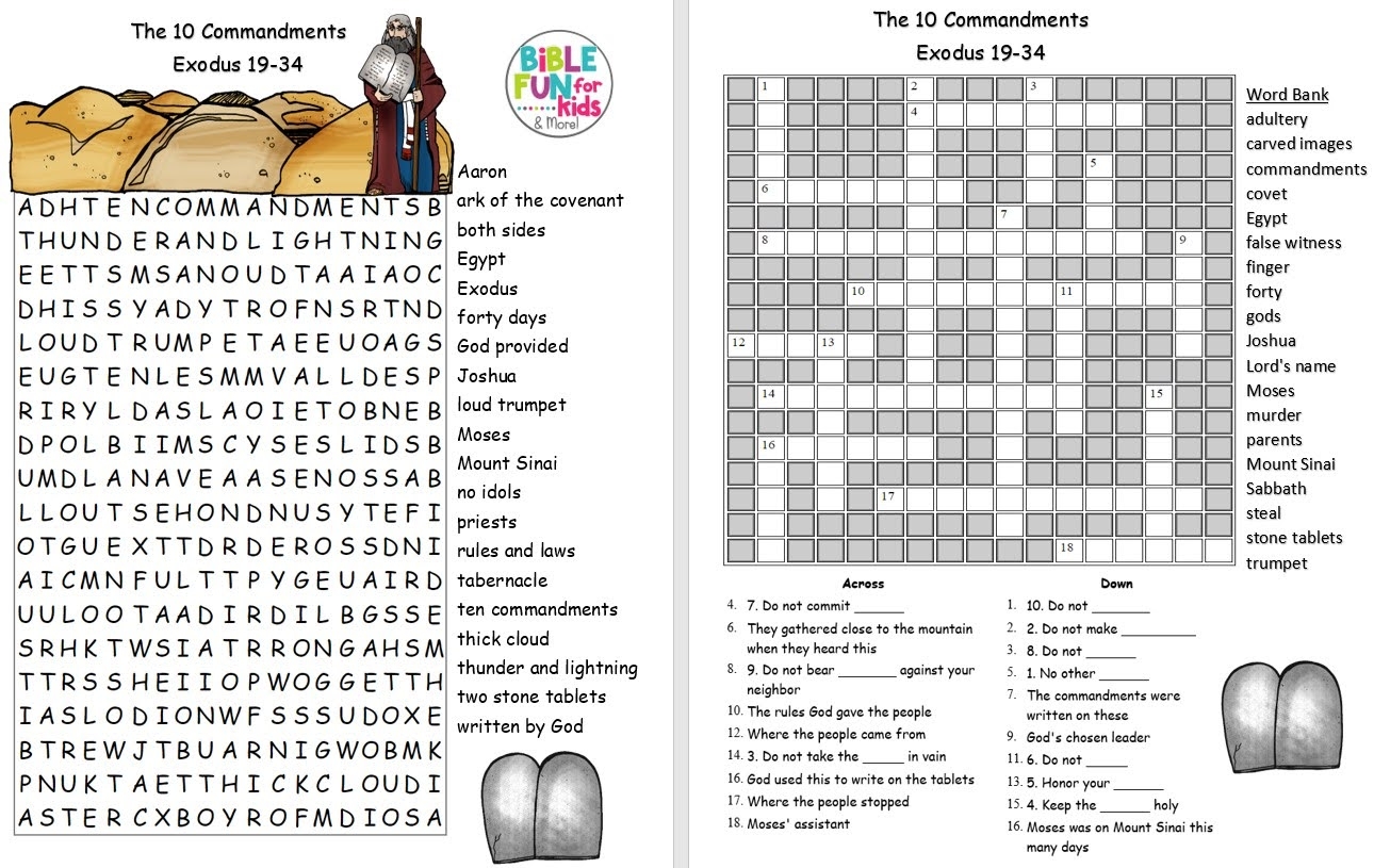 10 Commandments Crossword Puzzle
