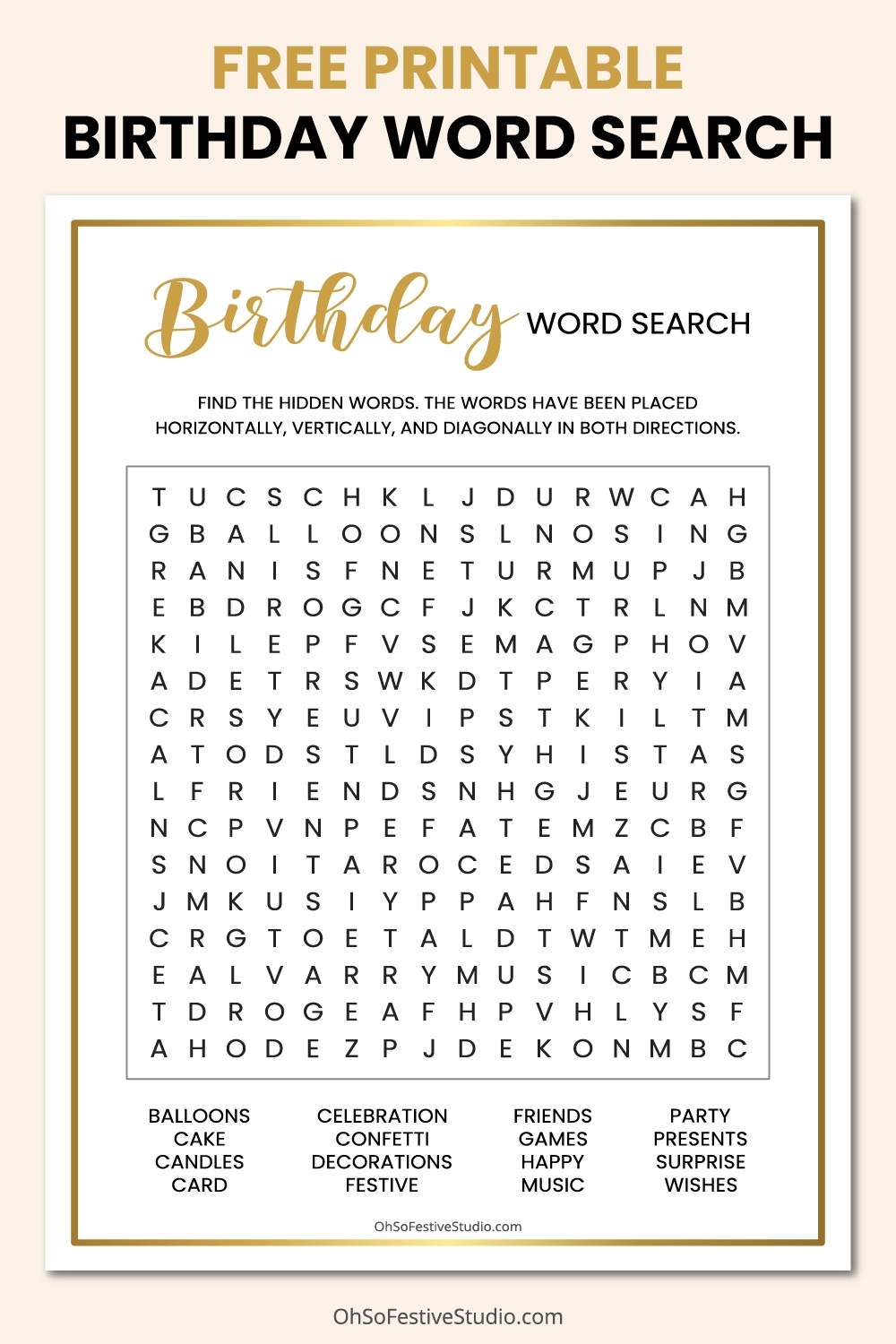 Printable Birthday Word Search Puzzles Printable Birthday Word Search Puzzles
