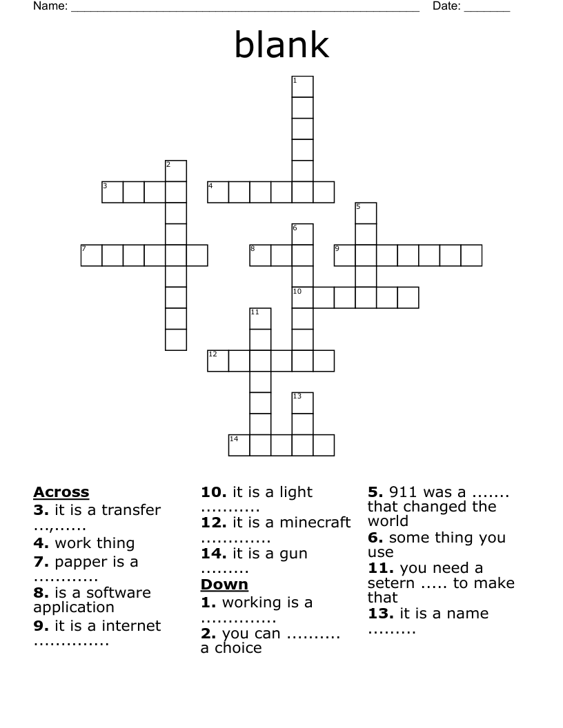 Crossword Puzzles Template Blank Crossword Puzzles Template Blank