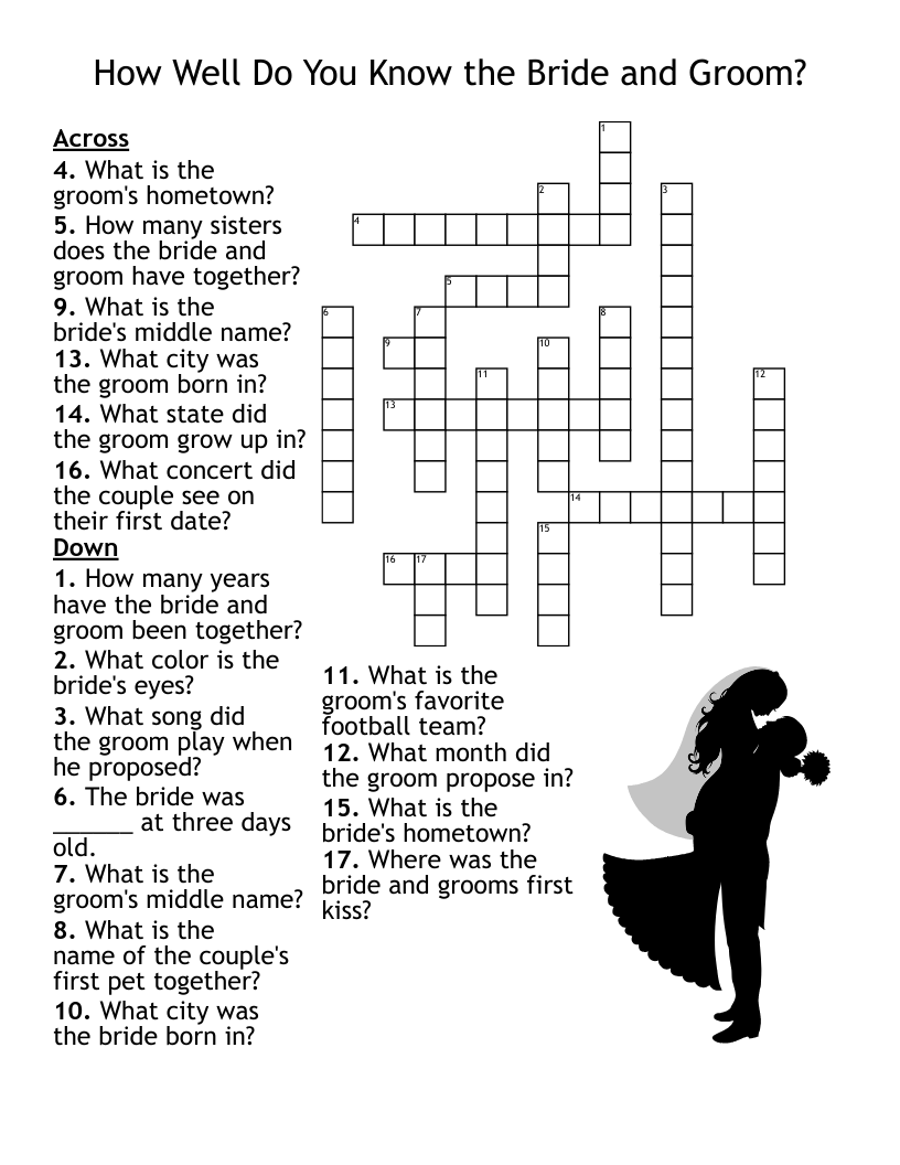 Bridal Shower Crossword Puzzle WordMint Bridal Shower Crossword Puzzle WordMint
