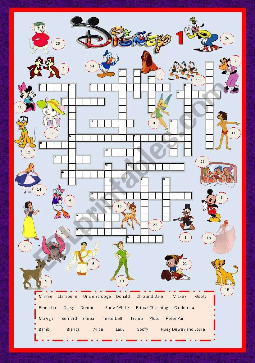 Disney Crosswords Printable Disney Crosswords Printable