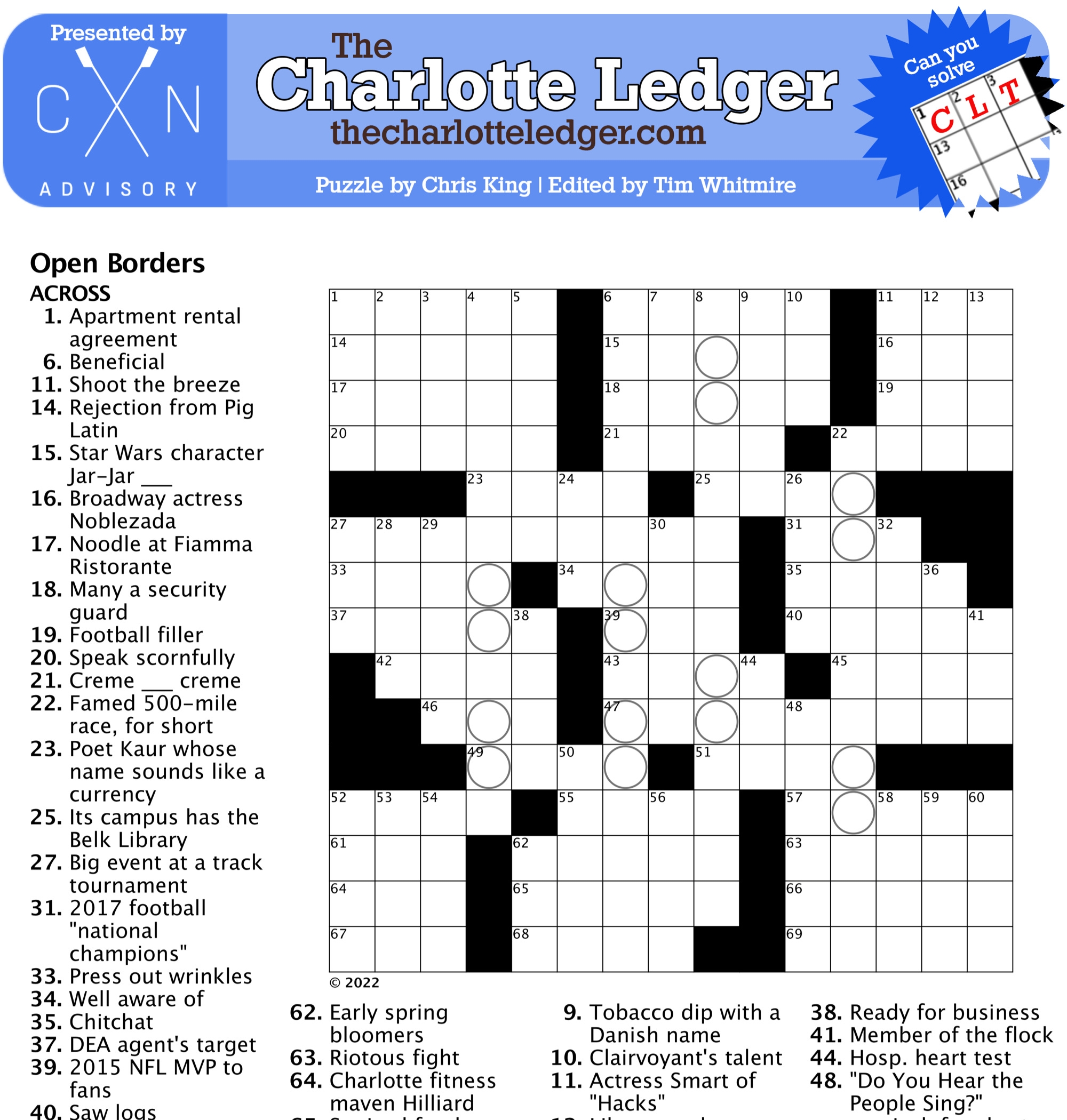 Charlotte Ledger Crosswords The Charlotte Ledger Charlotte Ledger Crosswords The Charlotte Ledger