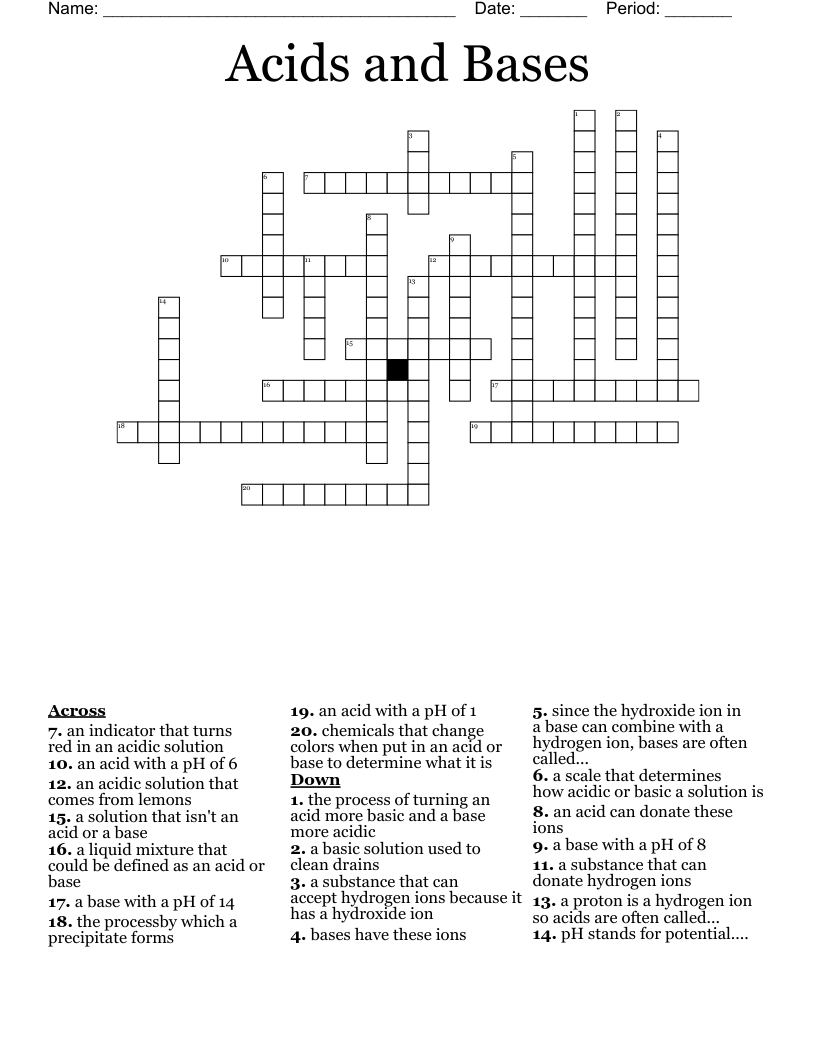 Chemistry Crossword Puzzle Answer Key Chemistry Crossword Puzzle Answer Key