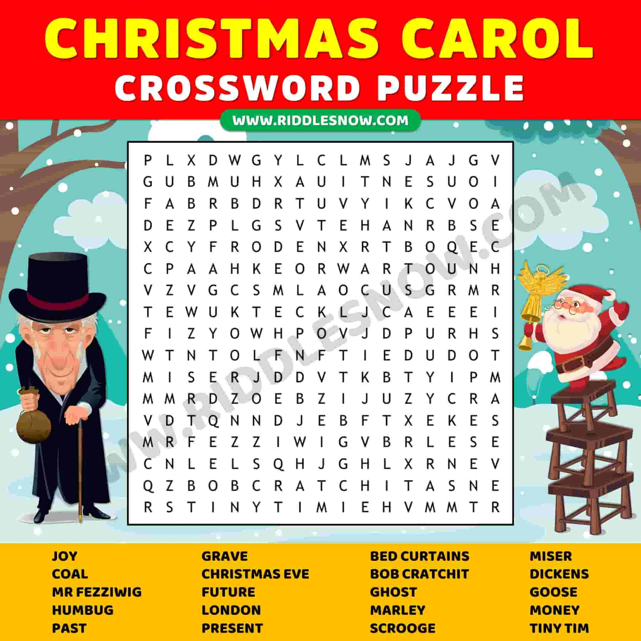 Christmas Carol Crossword Puzzle Printable