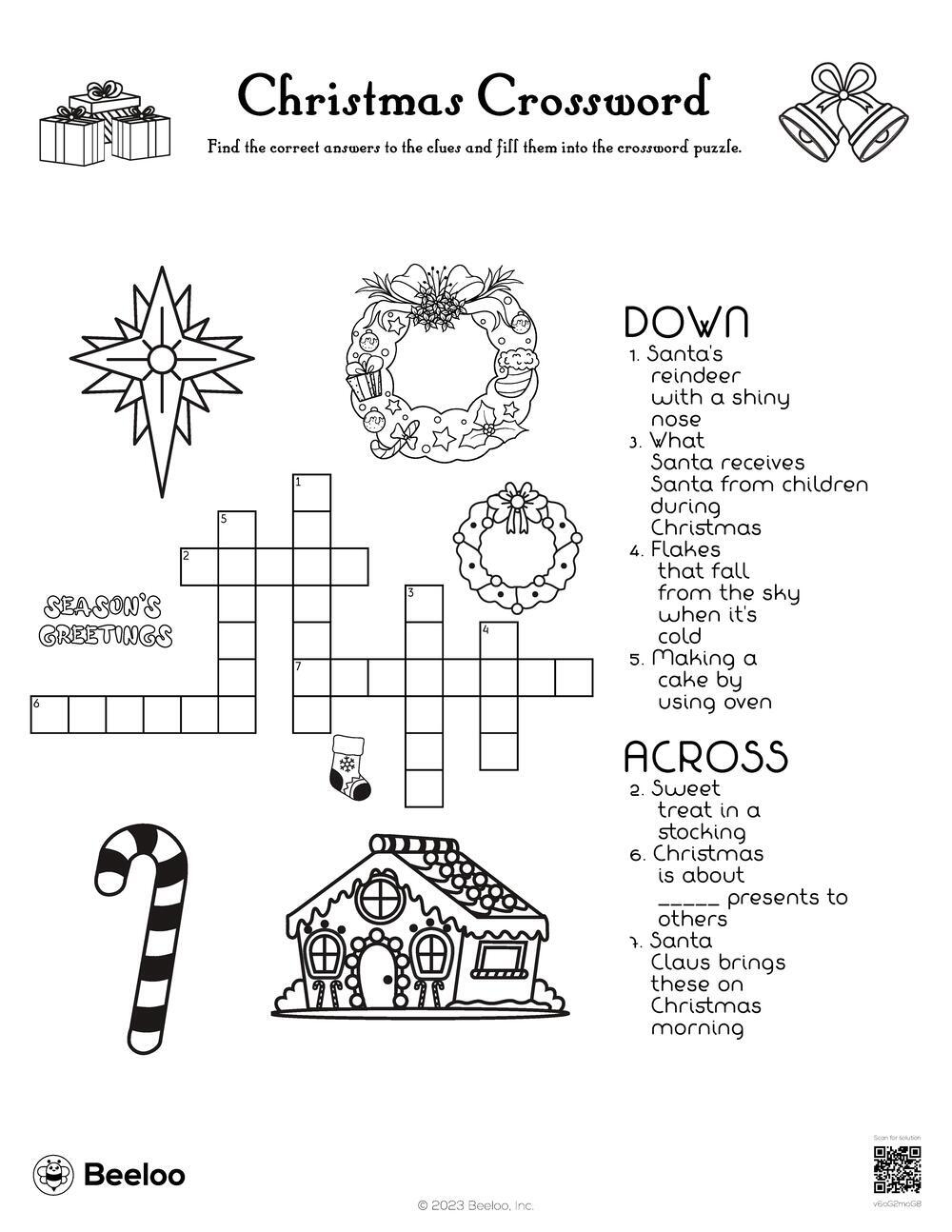 Kids Christmas Crossword Puzzle Printable