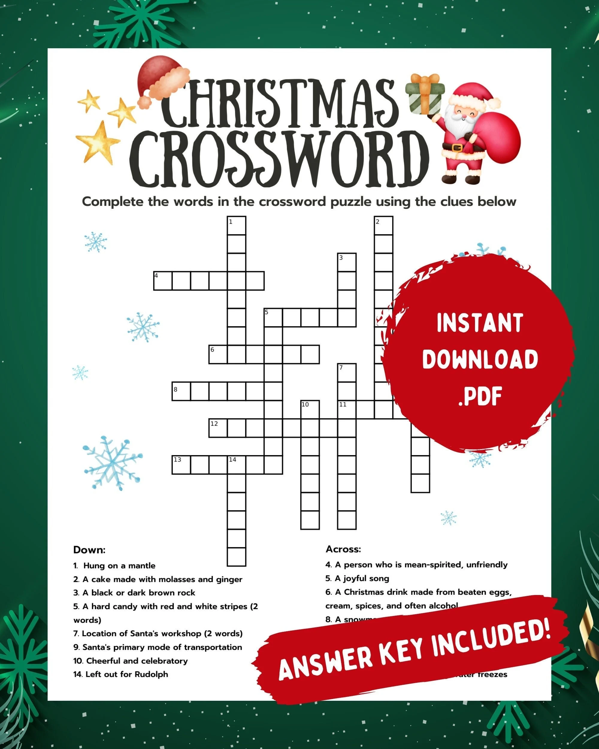 Free Printable Christmas Crossword Puzzles For Adults With Answers