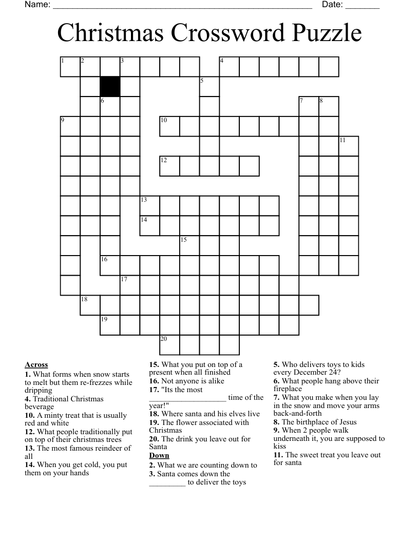 Free Christmas Printable Crossword Puzzles