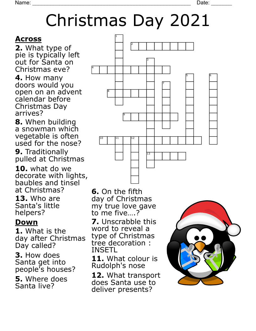 Christmas Crossword WordMint Christmas Crossword WordMint