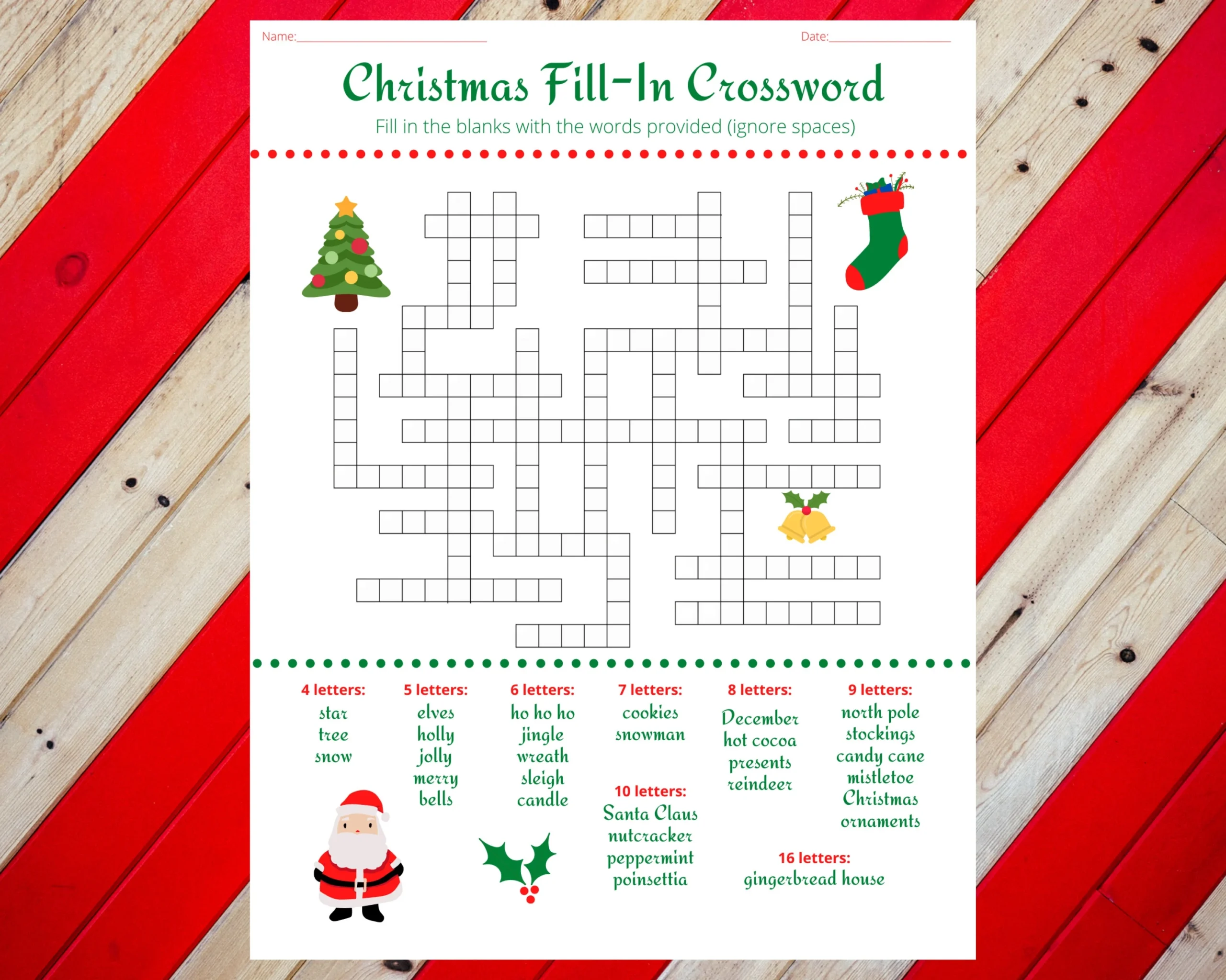 Christmas Holiday Fill In Crossword Puzzle Worksheet DIGITAL PRINTABLE Christmas Holiday Fill In Crossword Puzzle Worksheet DIGITAL PRINTABLE