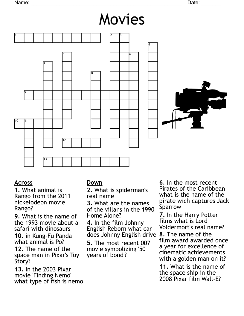 Christmas Movie Crossword WordMint Christmas Movie Crossword WordMint