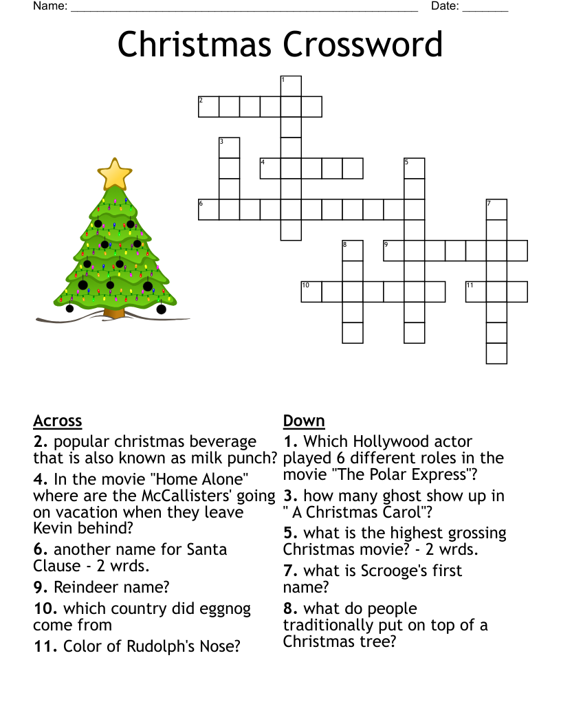 Christmas Movie Crossword WordMint Christmas Movie Crossword WordMint