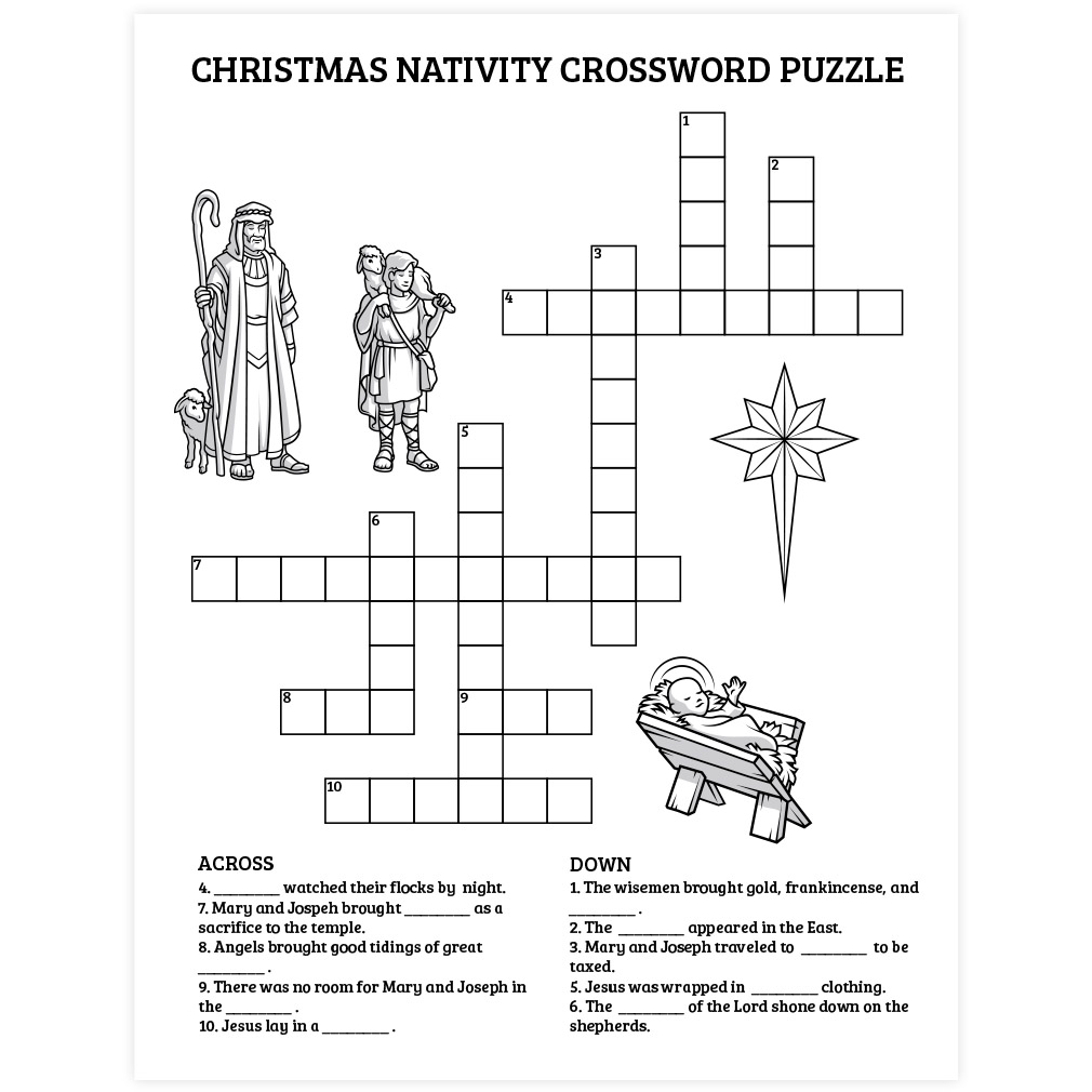 Christmas Nativity Crossword Puzzle Printable Christmas Nativity Crossword Puzzle Printable