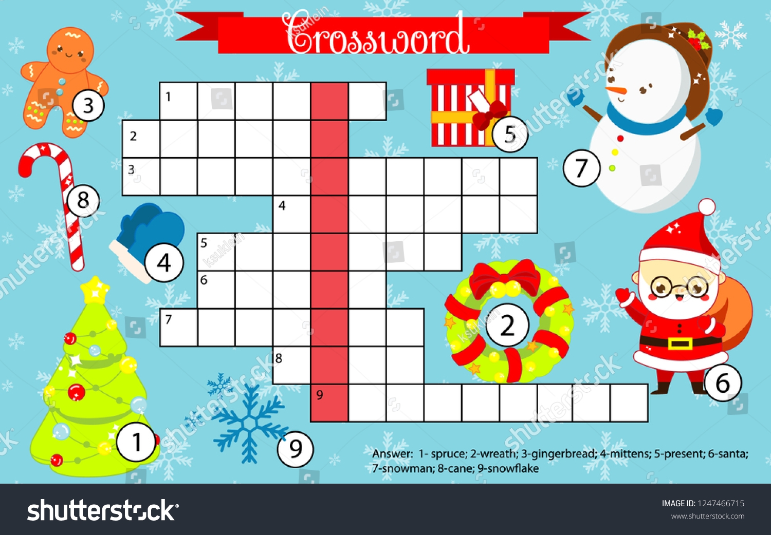Christmas New Year Crossword Kids Children Stock Vector Royalty Free 1247466715 Shutterstock