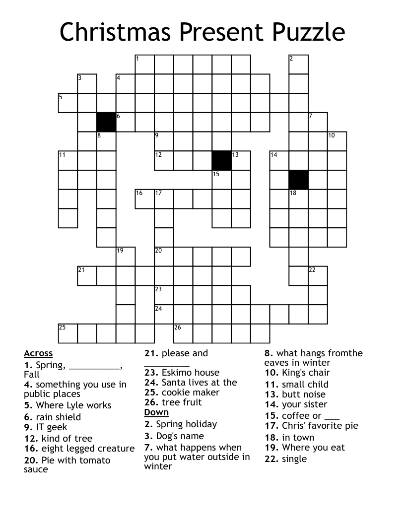 Christmas Present Puzzle Crossword WordMint Christmas Present Puzzle Crossword WordMint