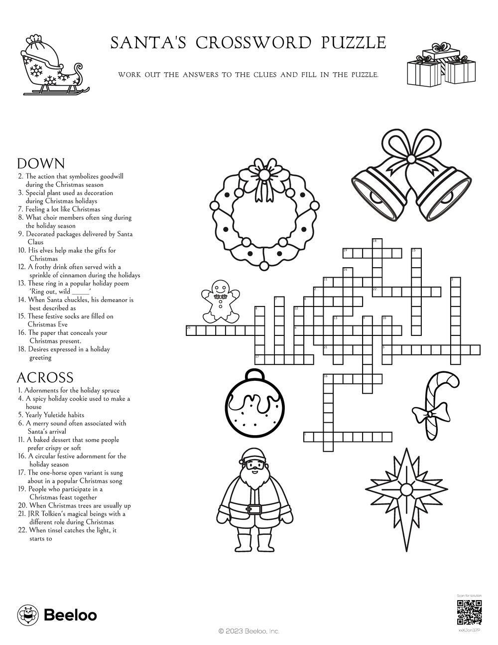 Christmas Crosswords Printable