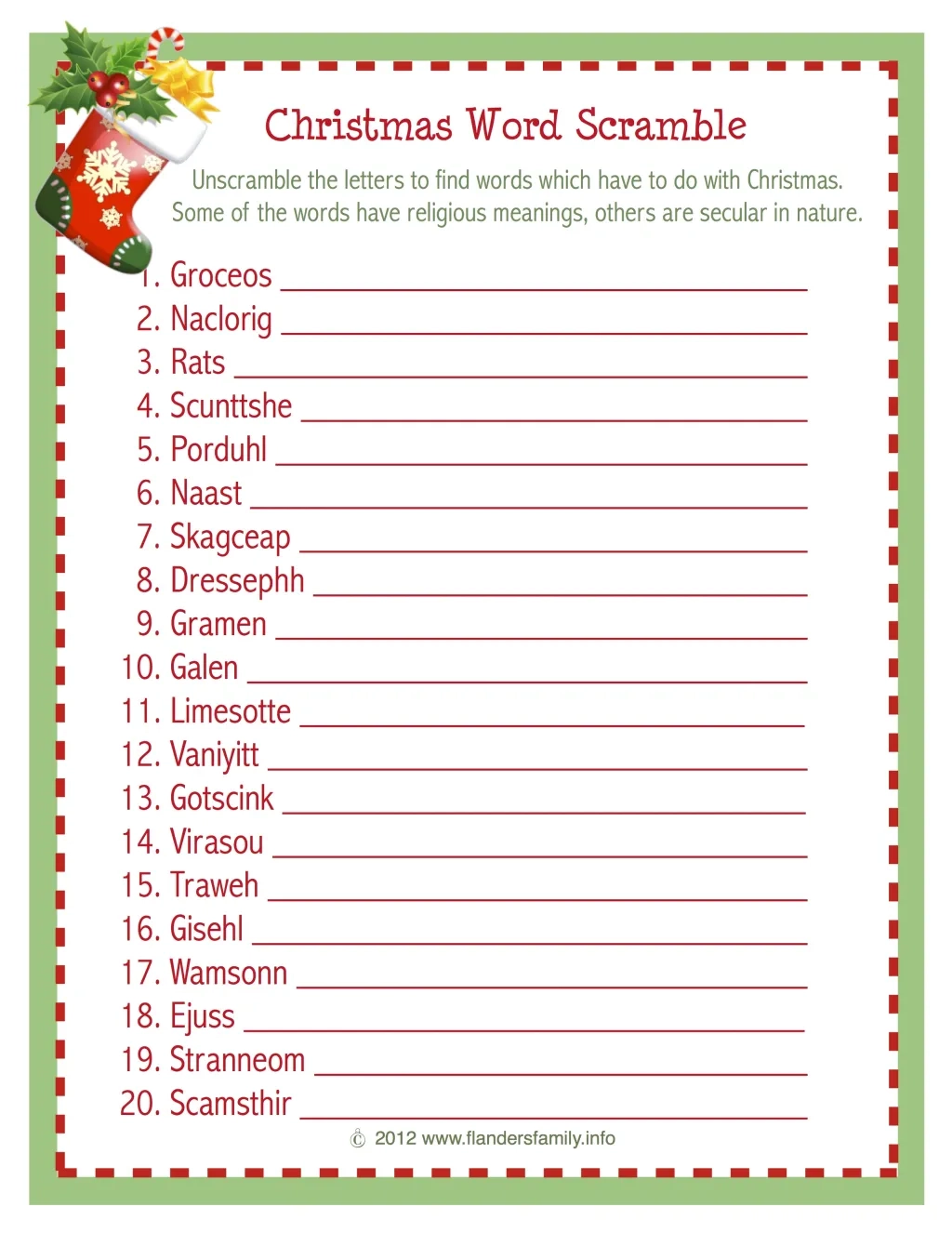 Christmas Word Scramble Free Printable Flanders Family Home Life Christmas Word Scramble Free Printable Flanders Family Home Life