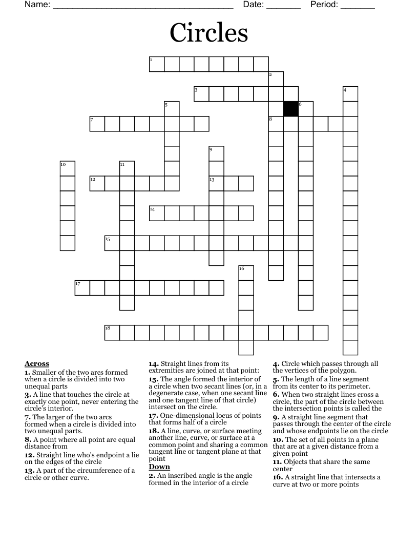 Circle Crossword Puzzles Printable Circle Crossword Puzzles Printable