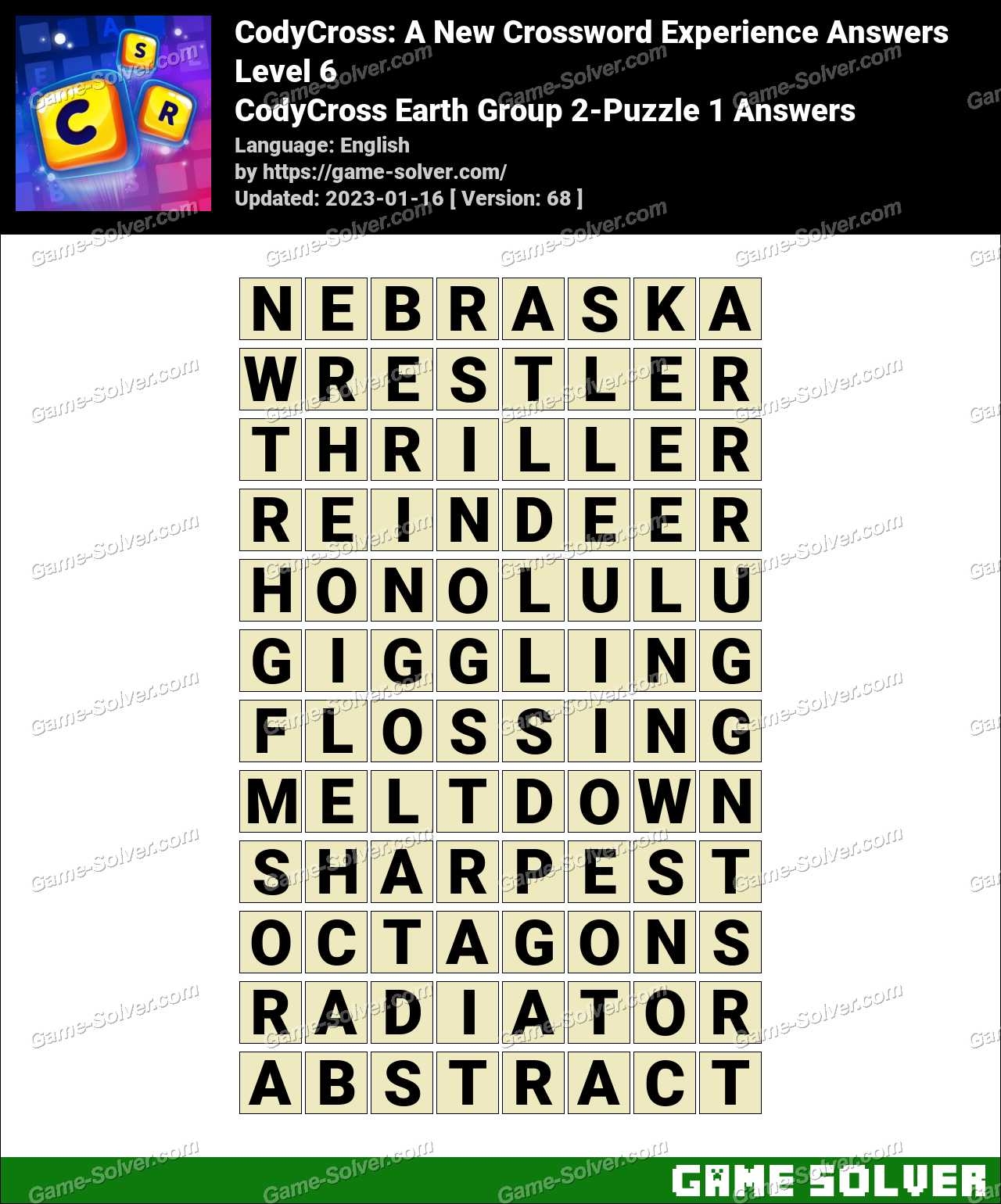 Cody Crossword Puzzle