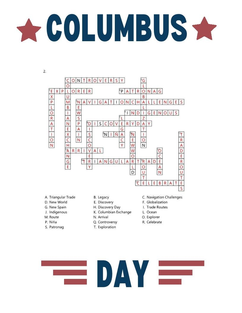 Columbus Day Puzzles Word Search Crossword Decoder Ring instant Download Etsy