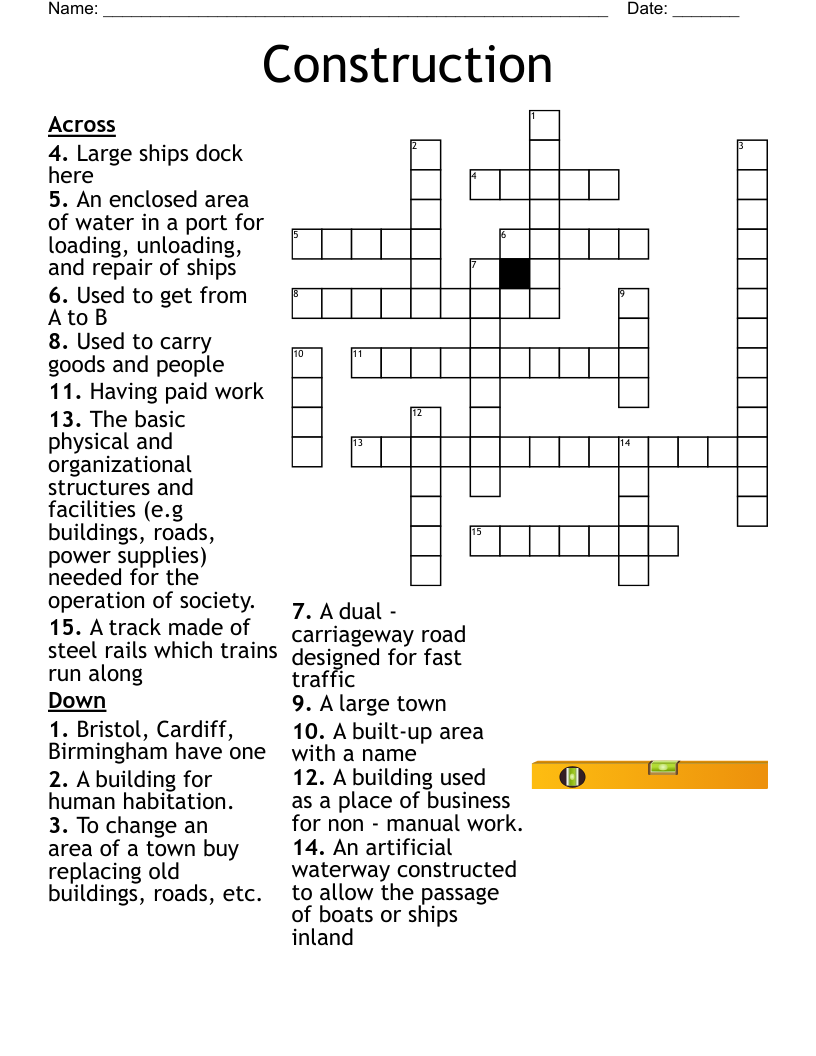 Construction Crossword WordMint Construction Crossword WordMint