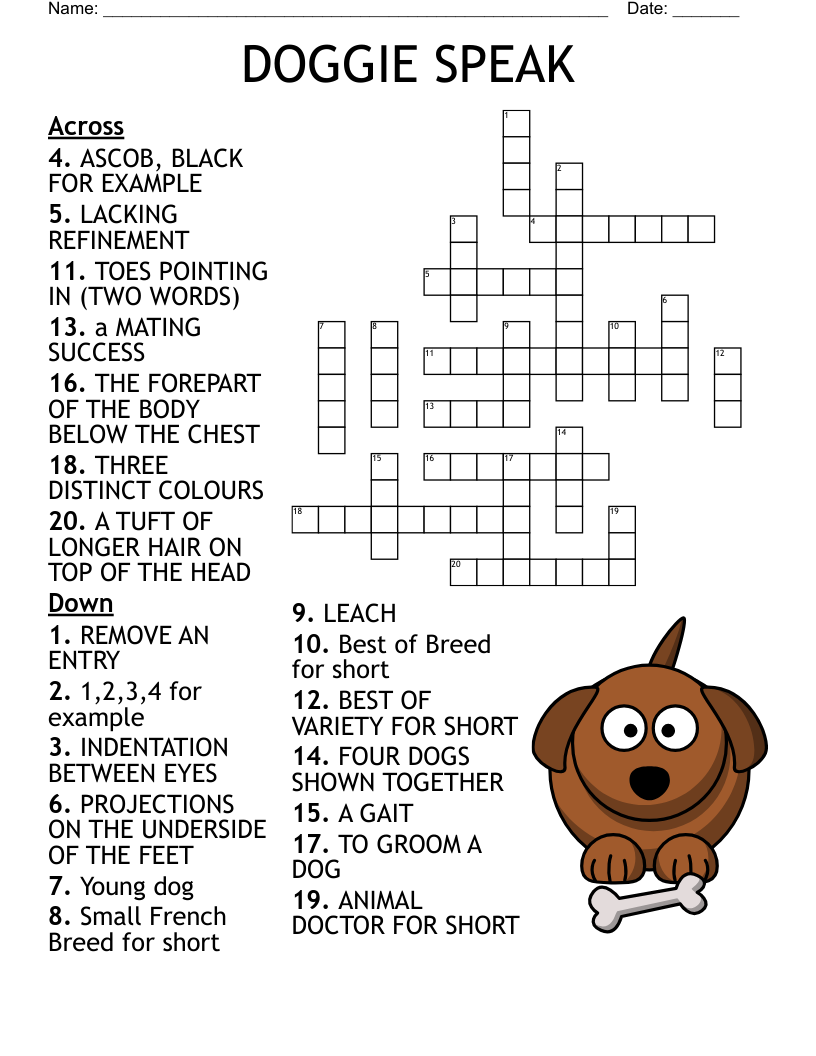Crossword About Dogs WordMint Crossword About Dogs WordMint