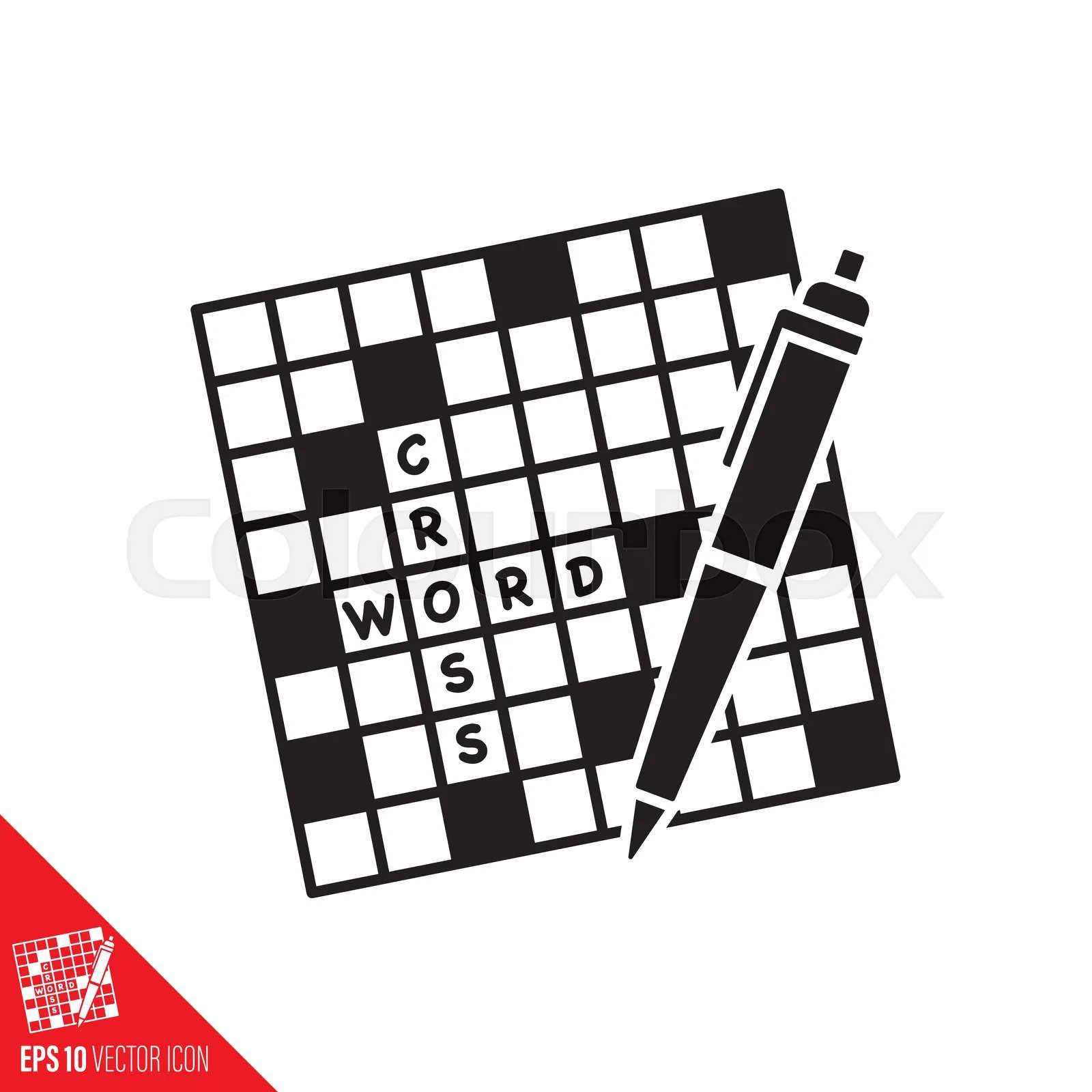 Crossword Puzzle And Ball point Pen Isolated Vector Illustra 