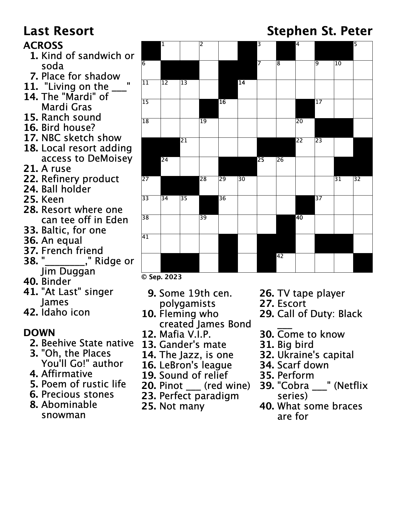 Crossword Puzzle Last Resort THE OGDENITE Crossword Puzzle Last Resort THE OGDENITE