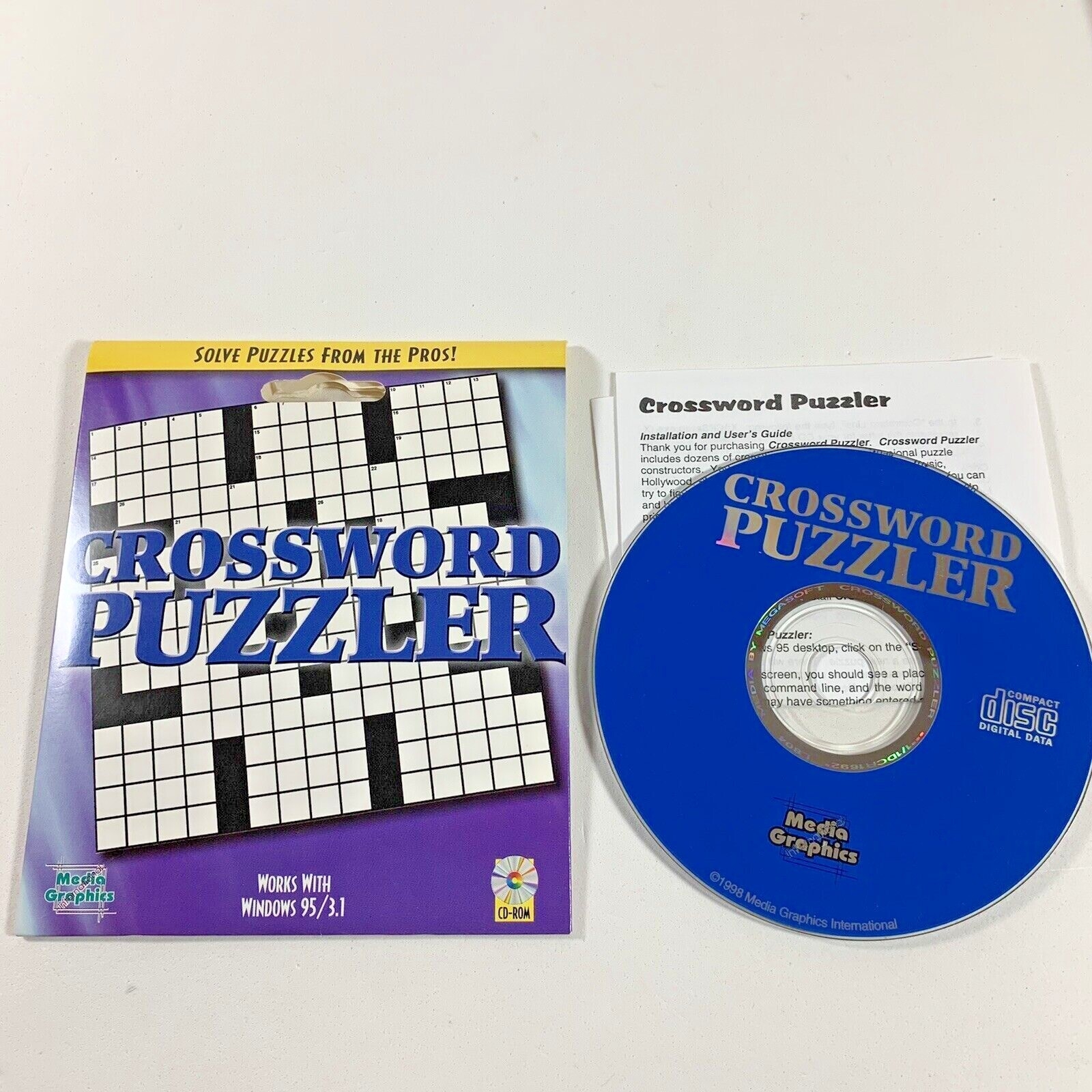 Crossword Puzzler PC Game 1998 CD ROM Media Graphics Crossword Crossword Puzzler PC Game 1998 CD ROM Media Graphics Crossword