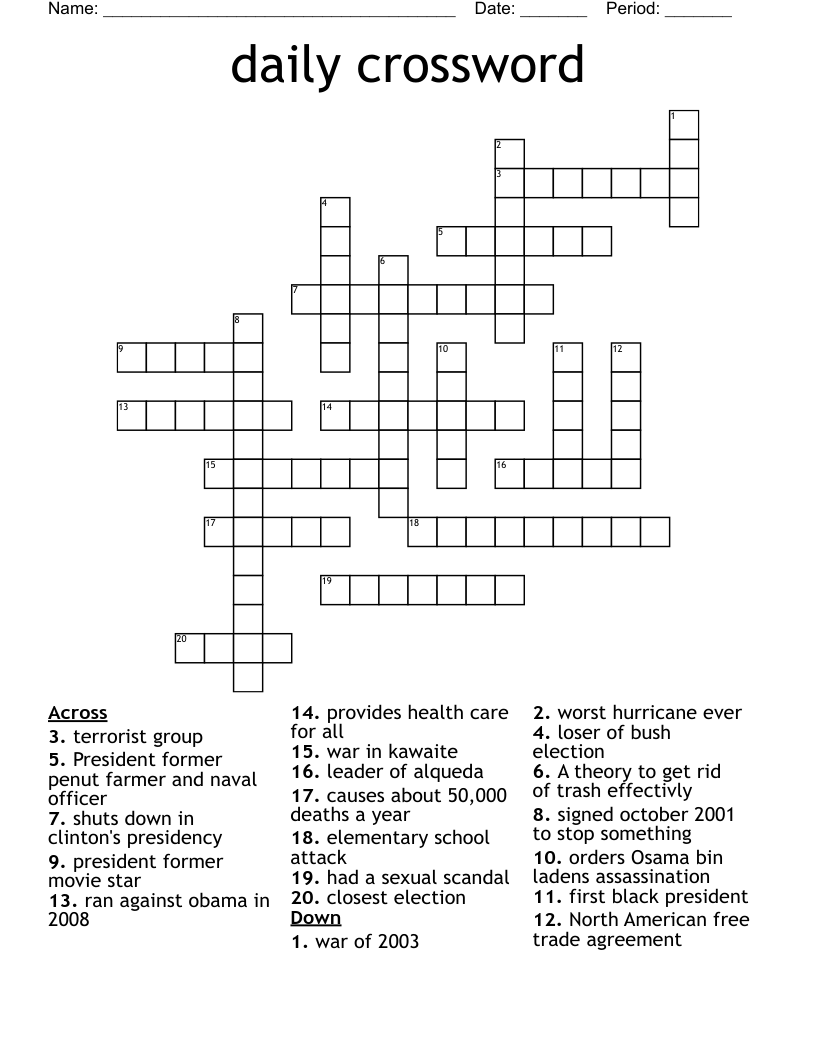 Daily Crossword WordMint Daily Crossword WordMint