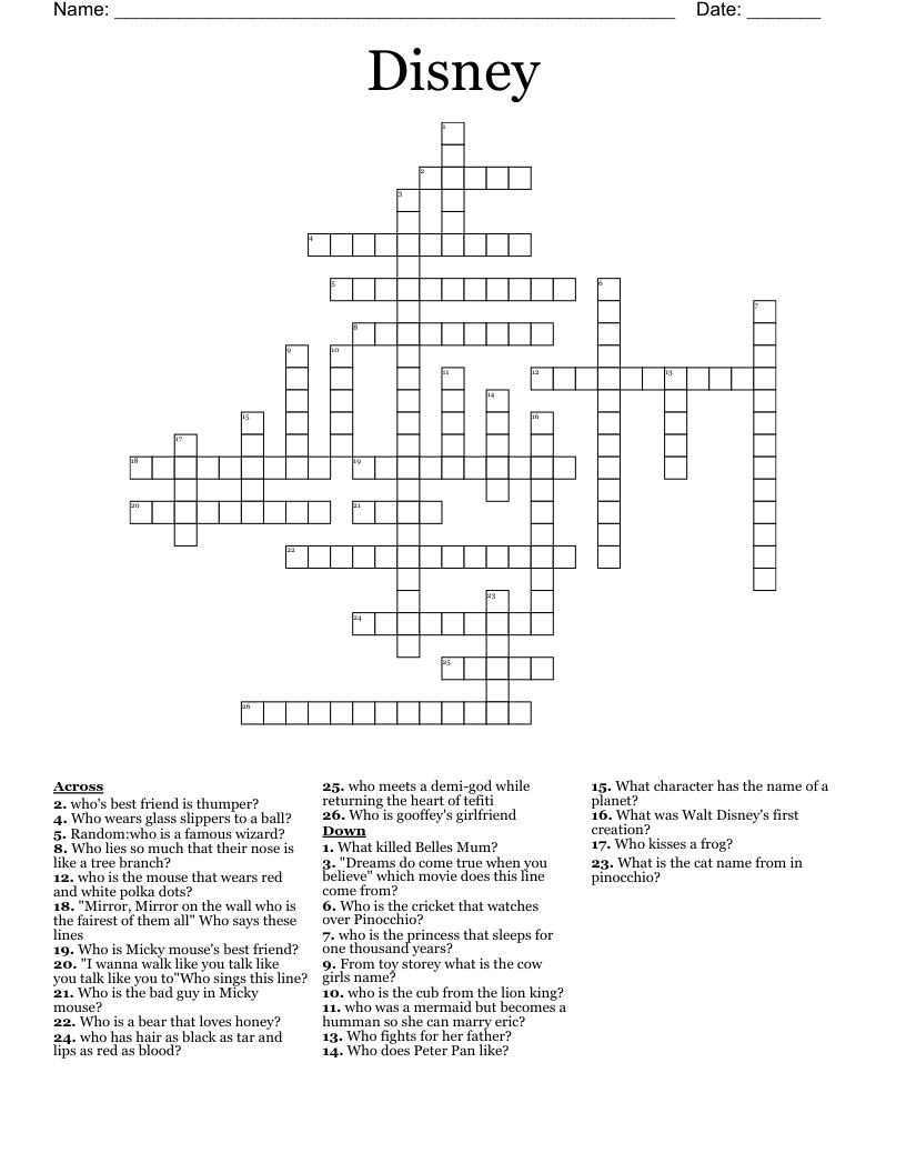 Cartoon Network Crossword Puzzle