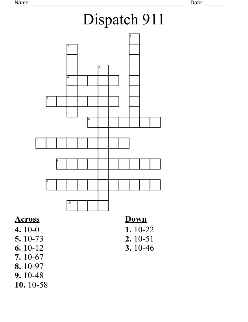 Dispatch 911 Crossword WordMint Dispatch 911 Crossword WordMint