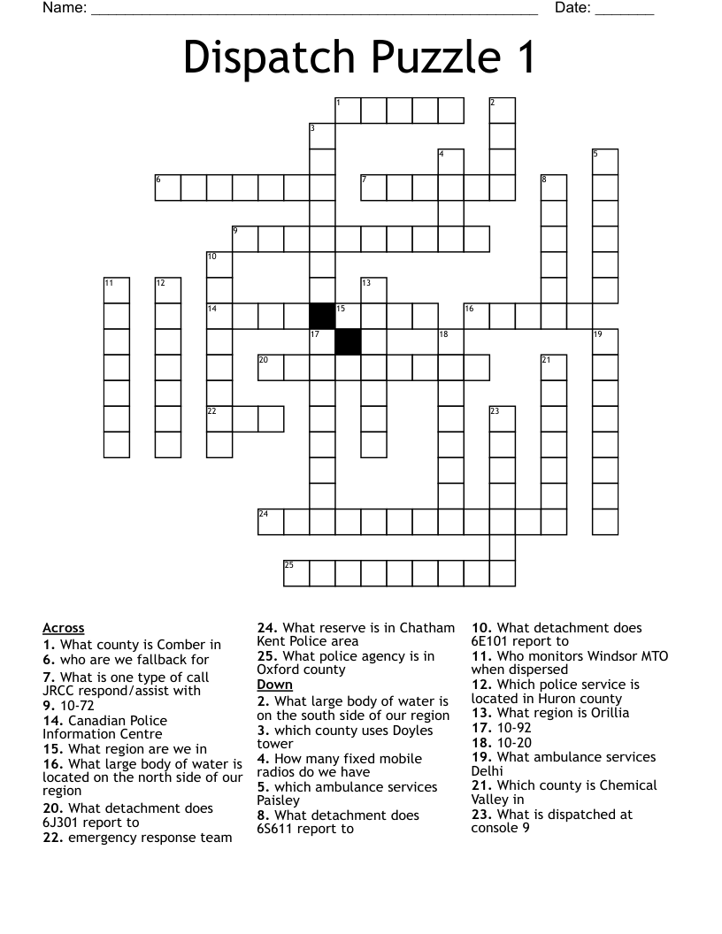 Dispatch Puzzle 1 Crossword WordMint Dispatch Puzzle 1 Crossword WordMint