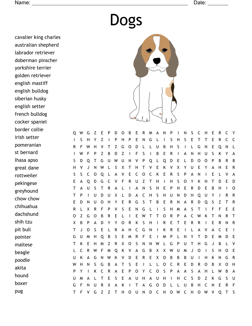 Dogs Crossword WordMint