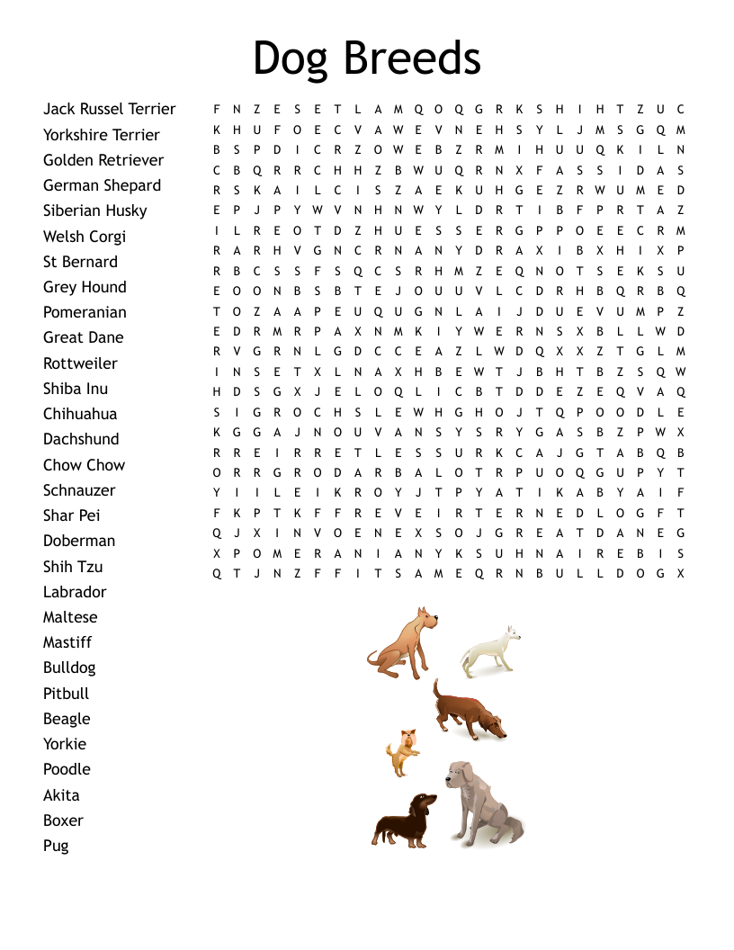 Free Printable Dog Crossword Puzzle