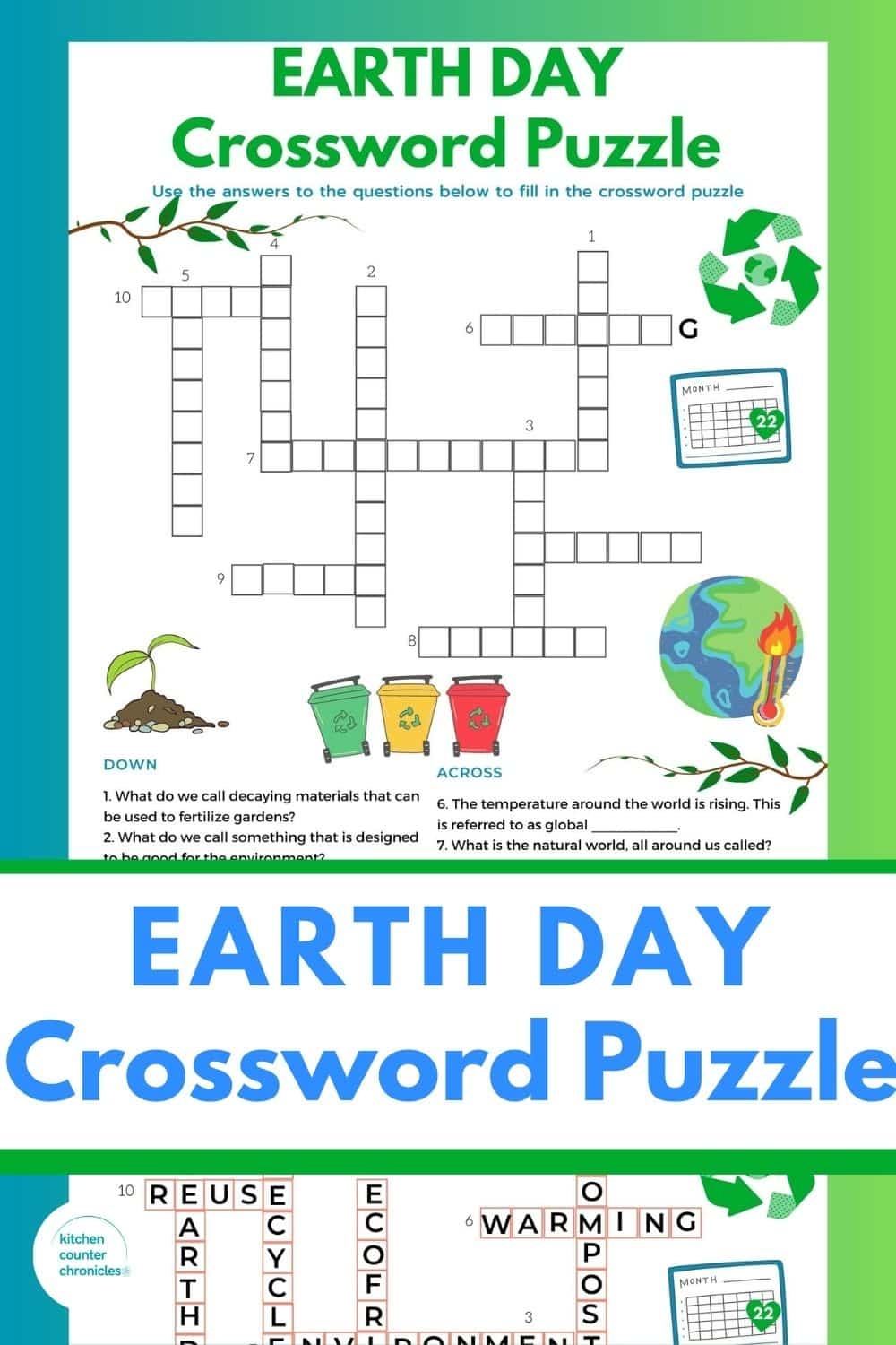 Earth Day Activity Earth Day Crossword Puzzle Earth Day Activity Earth Day Crossword Puzzle